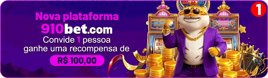 banner promocional 910bet nova plataforma parceira convide e ganhe 100 reais